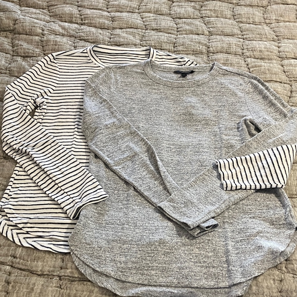Banana Republic Gray and White black stripe Knit Tops - Picture 1 of 7
